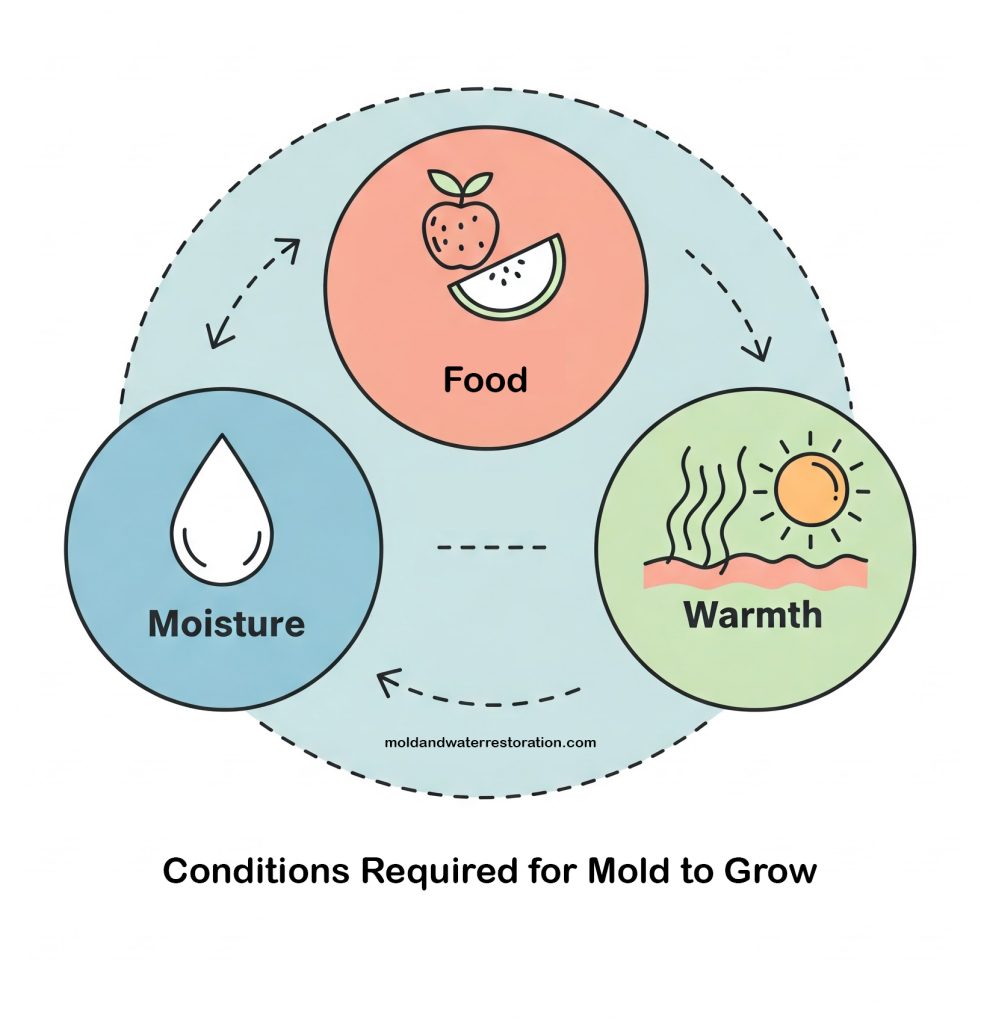 Conditions required for mold to grow