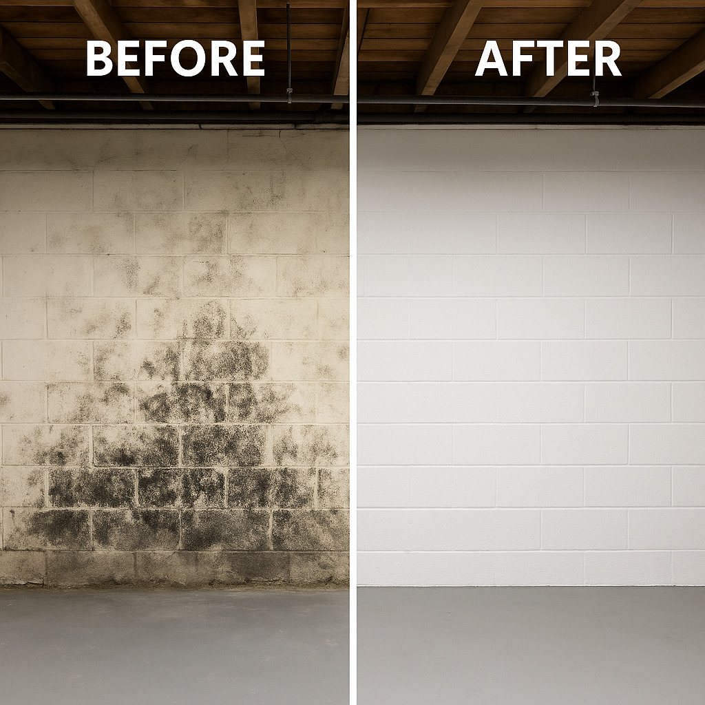 An image comparison before and after mold remediation in Staten Island, NY